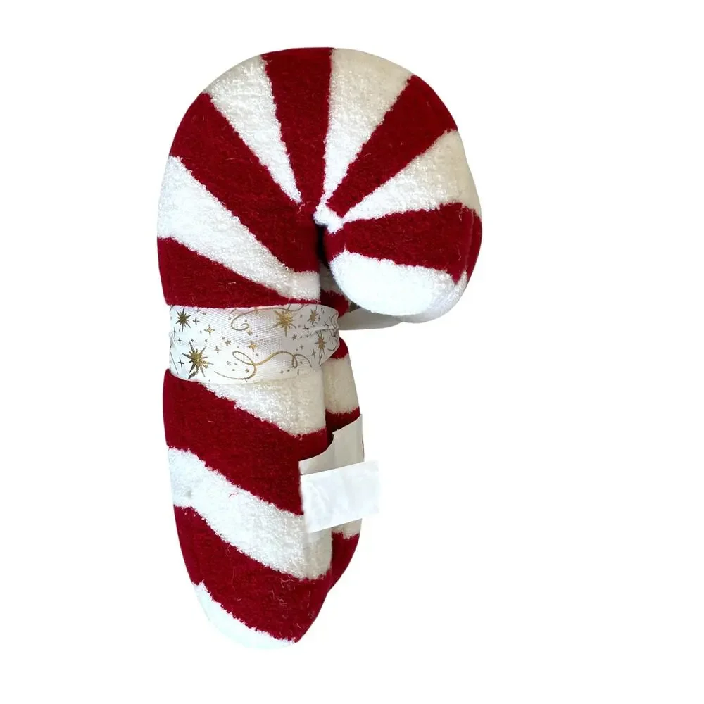 Christmas Candy Cane Pillow PAIR 16in Cynthia Rowley Red & White Striped New